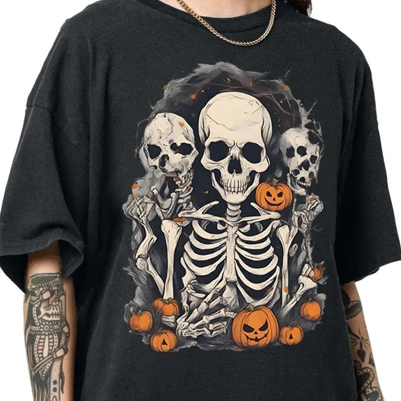 Halloween Skull Bow Tee, Coquette Bow Halloween Shirt, Halloween Tshirt, Skeleton Tee, Spooky Season Gifts, Coquette Tee...