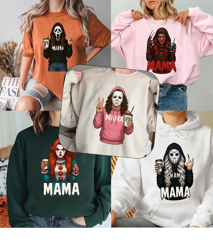 Halloween Spooky Mama Shirts, Halloween Costume 2025, Horror Graphic Tee, Halloween Shirts Hoodie, Sweatshirt