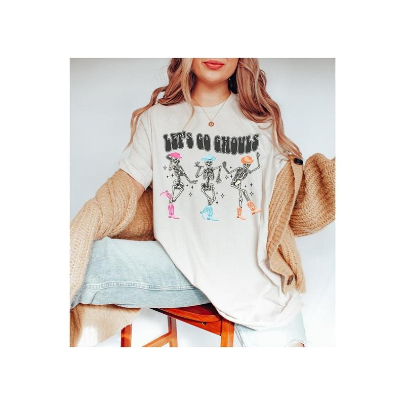 Halloween Sweatshirt Let's Go Ghouls Sweatshirt Let's Go Ghouls Shirt Halloween Shirt Dancing Skeleton Ghost Shirt...