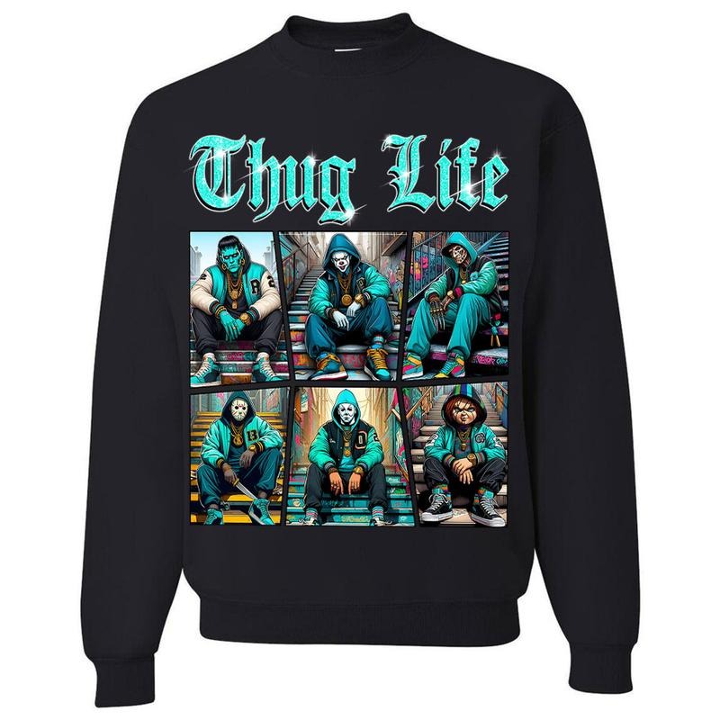Halloween THUGLIFE Shirt, Horror Characters Shirt, Halloween Graphic Tee style 02 Hoodie, Sweatshirt | UrbanDripWear.com