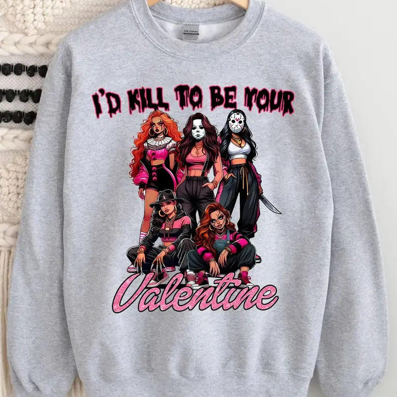 Halloween Valentine Shirt, Halloween Horror Characters Shirt, Halloween Graphic Tee Shirt Hoodie, Sweatshirt