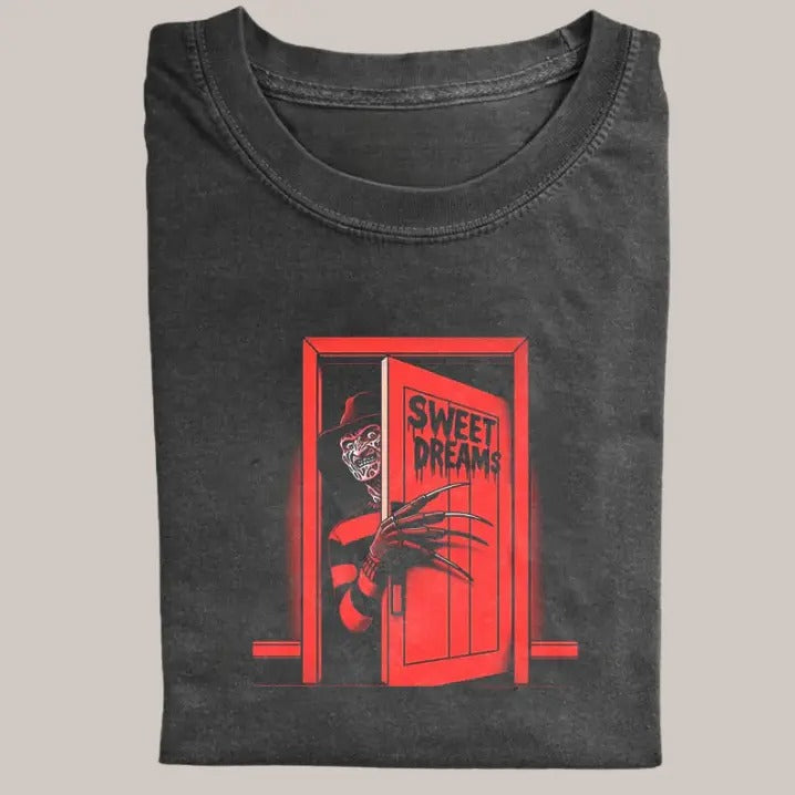 Halloween Vintage Tees, Freddy Krueger Sweet Dreams T-shirt, Horror Movie Shirt, Unisex Funny Halloween Shirt Menswear...