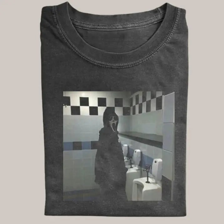 Halloween Vintage Tees, Ghost Face Toilet T-shirt, Horror Movie Shirt, Unisex Funny Halloween Shirt Menswear Womenswear...