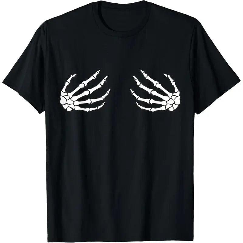 Halloween Women's Boob Skeleton Hand T-Shirt made in usa Hoodie, Sweatshirt | UrbanDripWear.com