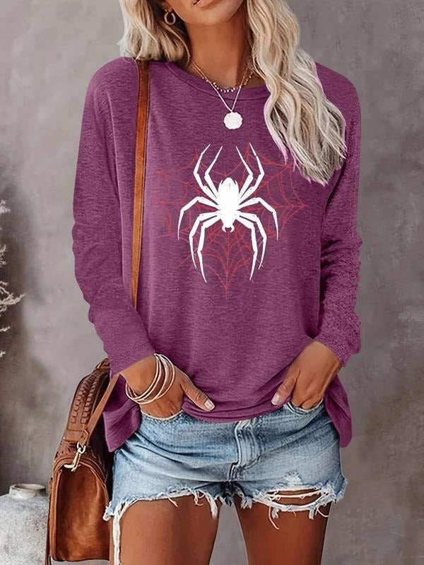Halloween Women's Casual Letter Print Long Sleeve T-Shirt, Comfortable Fabric, Available in 9 Colors, Fitted Style for...
