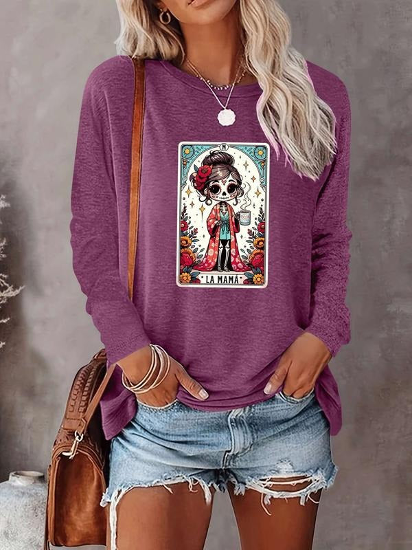 Halloween Women's Casual Letter Print Long Sleeve T-Shirt, Comfortable Fabric, Available in 9 Colors, Fitted Style for...