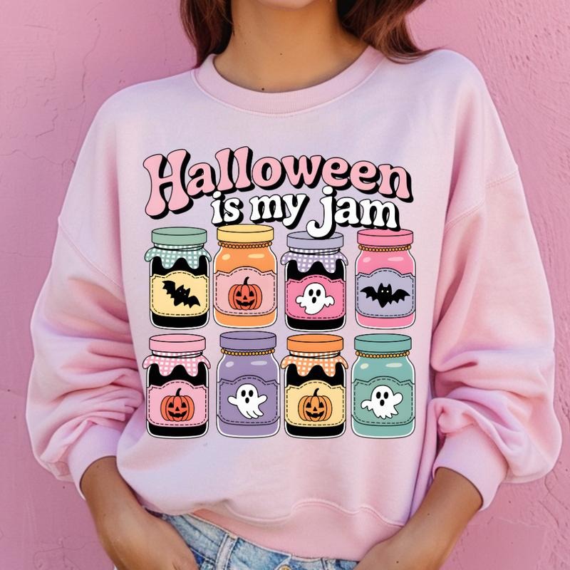 Halloween is my Jam Halloween Sweatshirt - Unisex Relaxed Fit Printed in USA Casual Comfort Cotton Top Athletic Boho Chic...