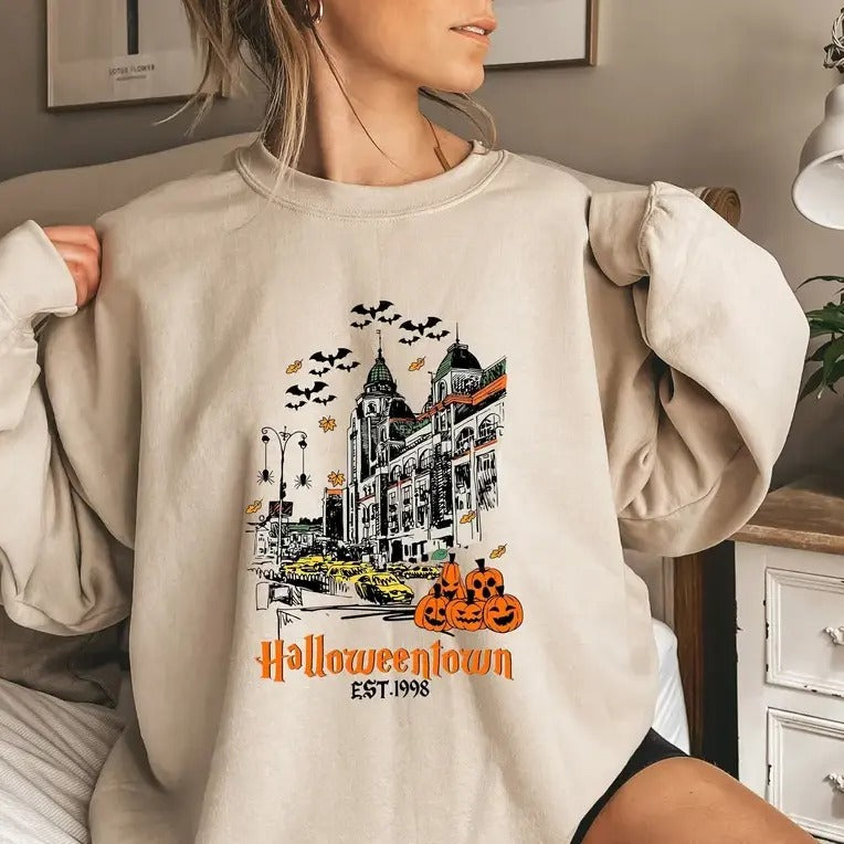 Halloween town est 1998 Sweatshirt, Halloweentown sweatshirt, Full Color, For Men, For Women, Classic Fashion, Full...