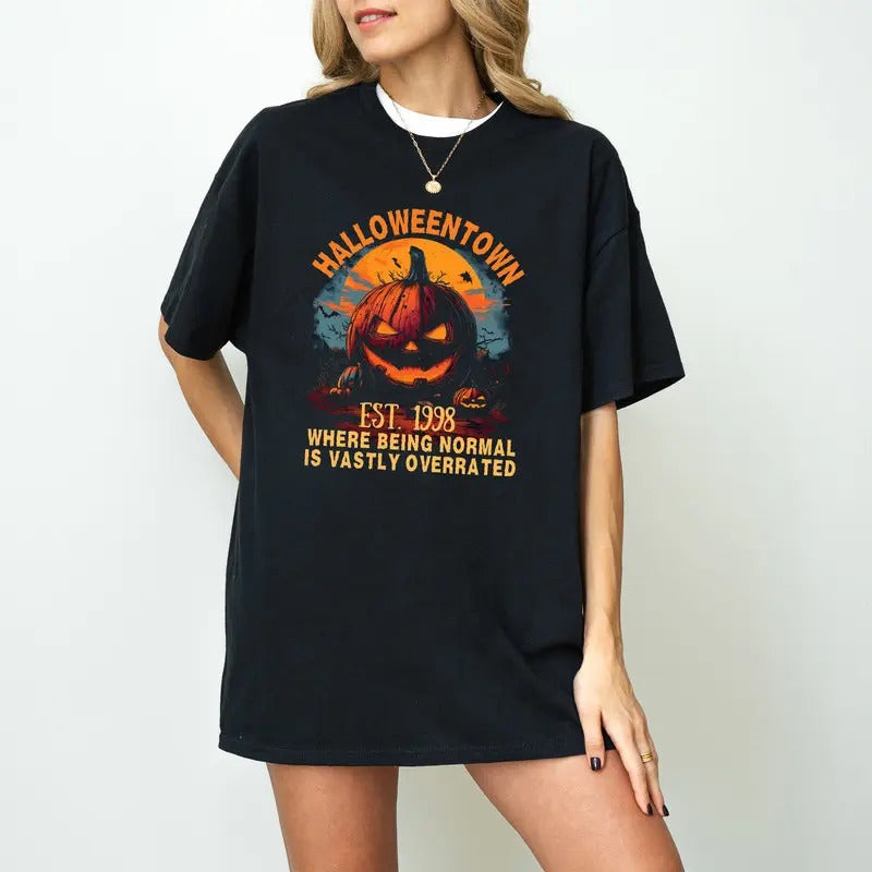HalloweenTown Est. 1998 T-Shirt, Retro HalloweenTown T-Shirt, Halloween Pumpkin T-Shirt, Fall Sublimation, Halloween...
