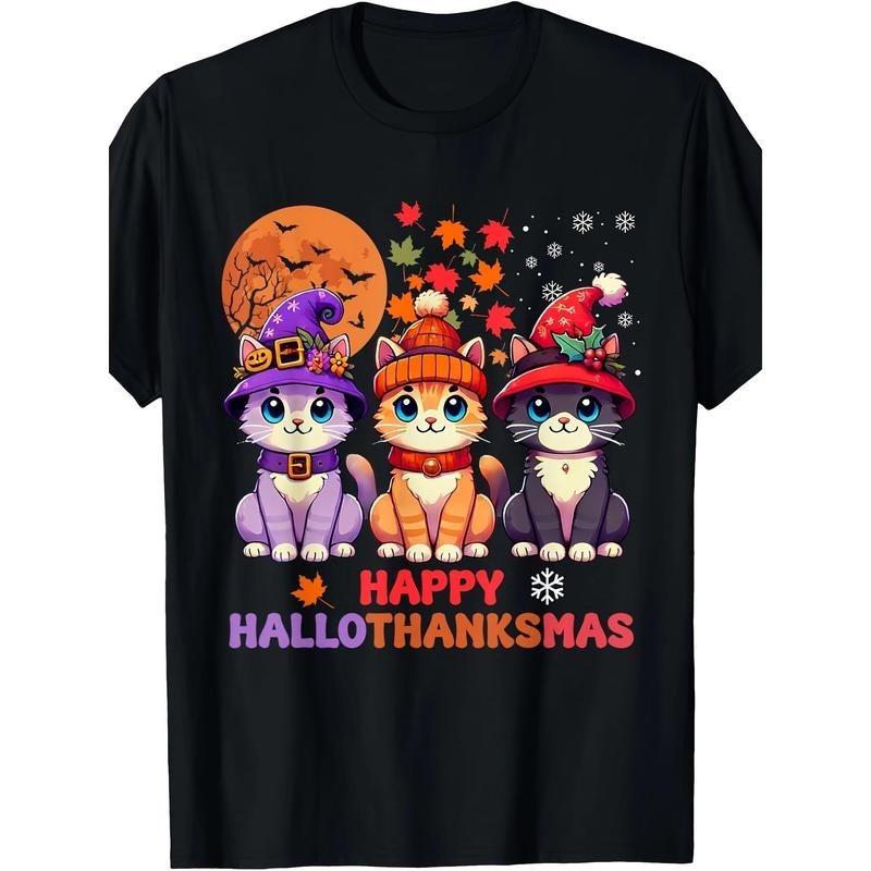 Halloween, Thanksgiving, Christmas, Joy Hall, Christmas Cat T-shirt Made in USA Hoodie, Sweatshirt | UrbanDripWear.com