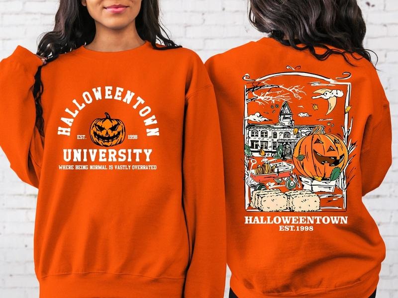 Halloweentown Est 1998 Back and Front Sweatshirt, Retro Halloween Town Crewneck Sweater T-Shirts, Hoodie | UrbanDripWear.com