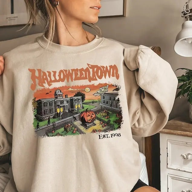 Halloweentown Est 1998 Sweatshirt Halloween Town, Halloween Fall Sweatshirt T-Shirts, Hoodie | UrbanDripWear.com