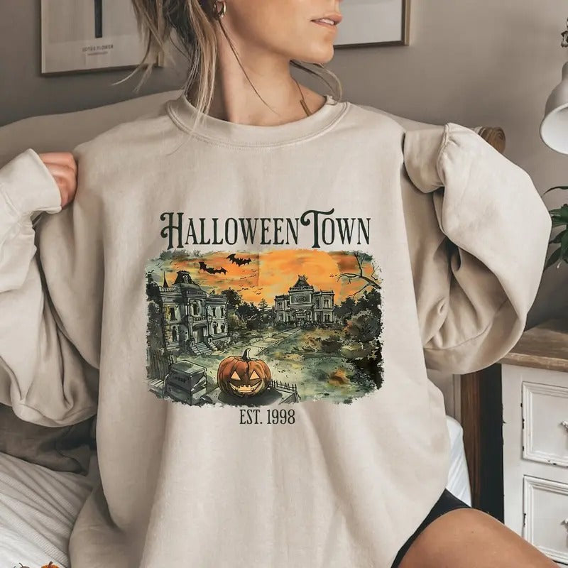 Halloweentown Sweatshirt, Fall Sweatshirt, Pumpkin Shirt, Halloween Crewneck, Spooky Season Hoodie | UrbanDripWear.com