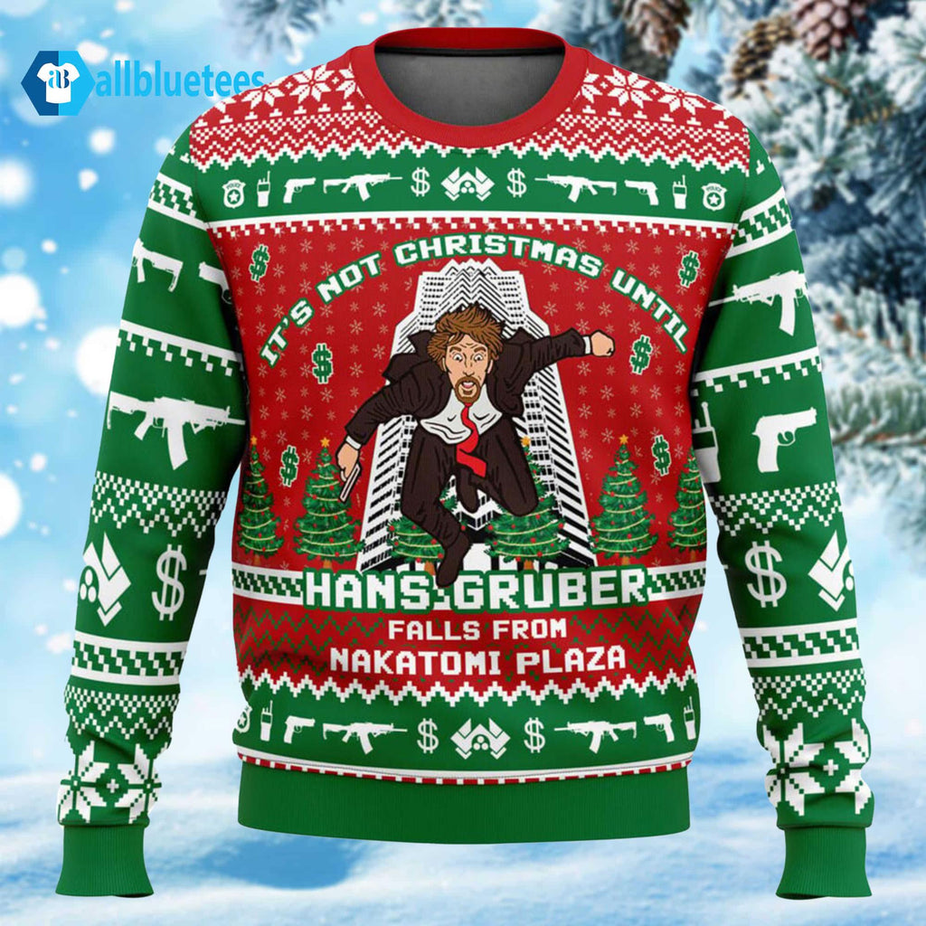 Hans Gruber Fall Nakatomi Plaza Die Hard Ugly Christmas Sweater