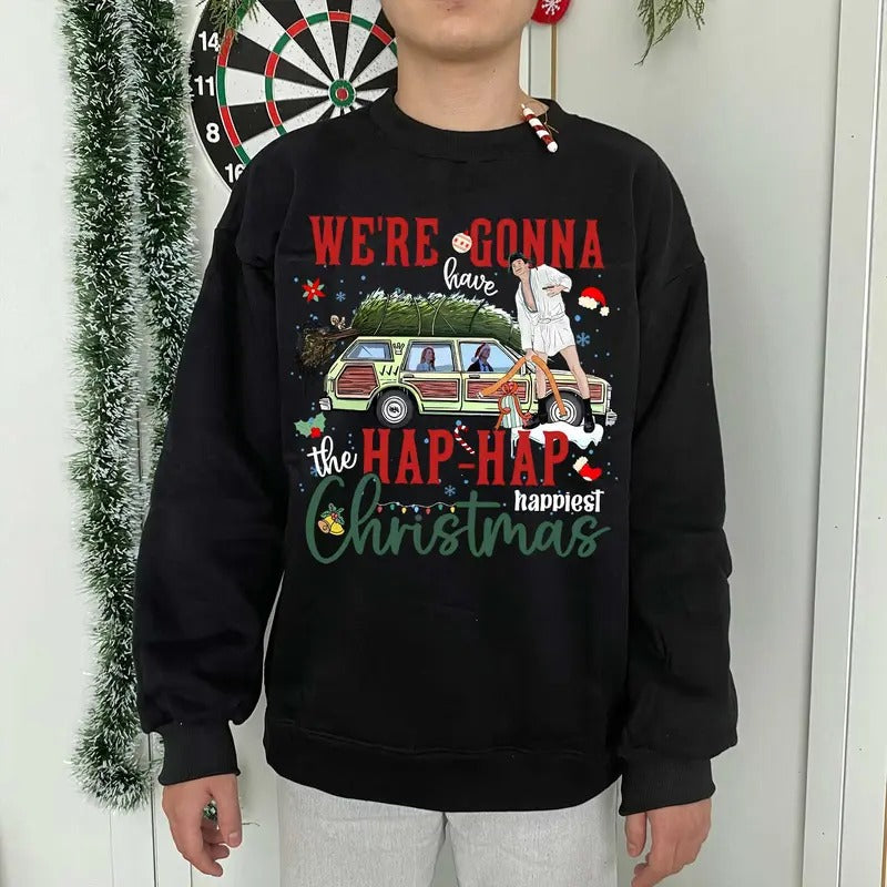 Hap Hap Happiniest Christmas Shirt, Griswold Family Christmas Vacation, Funny Xmas Holiday Tee Sweater Hoodie, Vintage...