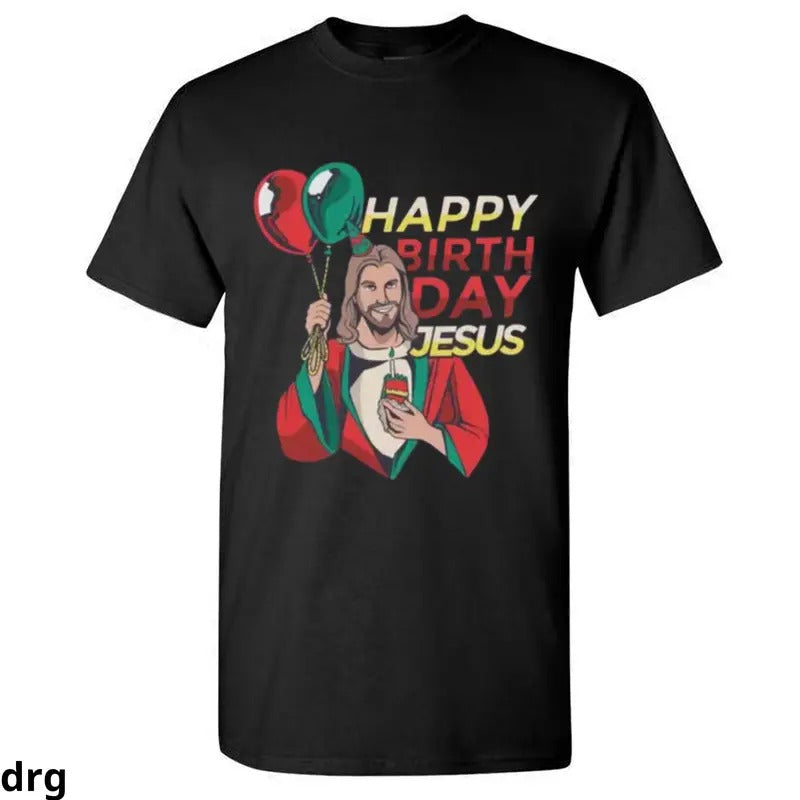Happy Birthday Jesus T-Shirt, Fun and Festive Christmas Tee with Jesus Holding Balloons Graphic, Comfortable and Humorous...
