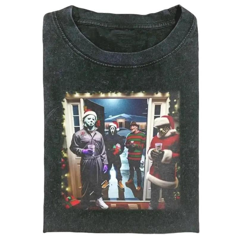 Happy Christmas Horror Movie T-Shirt, Christmas Shirt, Gift For Her Him, Menswear Womenswear Streetwear Top Hoodie,...