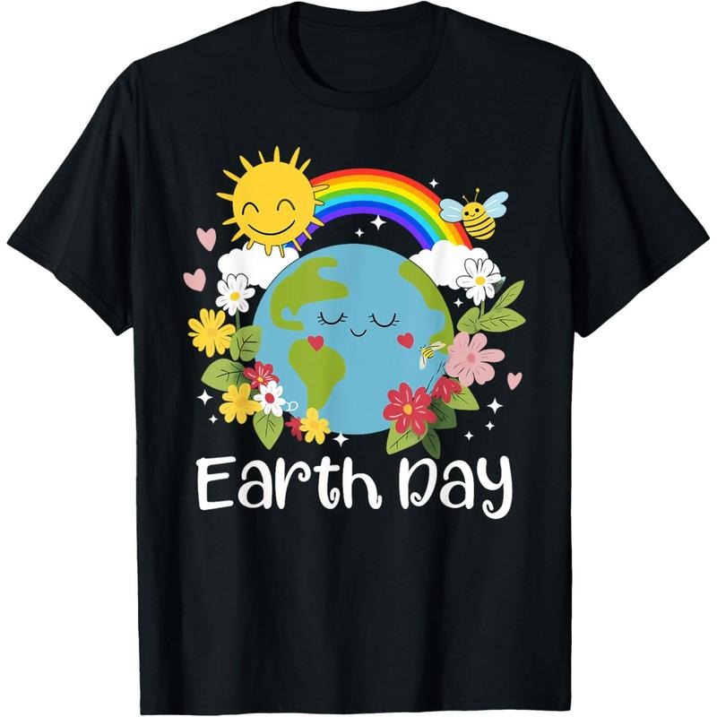 Happy Earth Day Cute Earth With Floral Earth Day 2025 T-Shirt made in usa Hoodie, Sweatshirt | UrbanDripWear.com