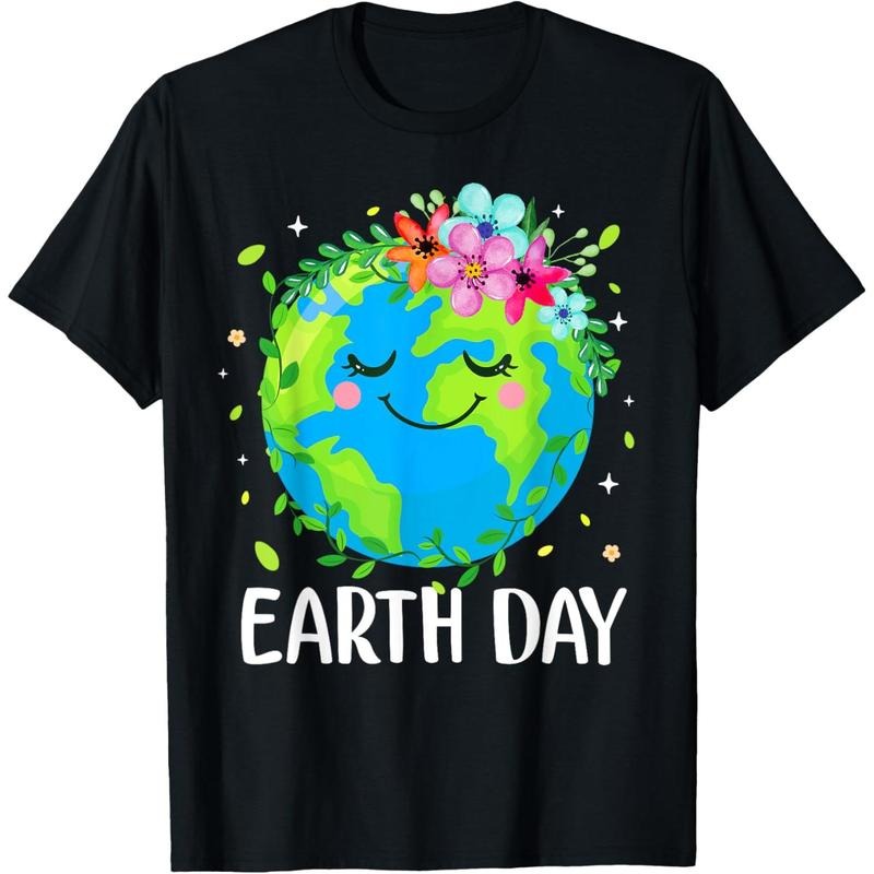 Happy Earth Day Shirt Cute Earth With Floral Earth Day 2025 T-Shirt made in usa Hoodie, Sweatshirt | UrbanDripWear.com