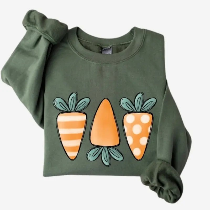 Happy Easter Carrot Sweatshirt, Easter Day Sweatshirt For Womens T-Shirts, Hoodie | UrbanDripWear.com