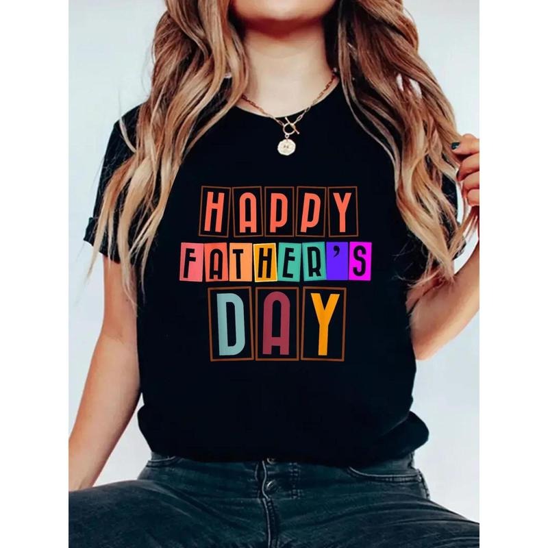 Happy Father'S Day 2025 Tee For Men Dad Grandpa Women T Shirt, Short Sleeve Round Neck Casual Top For Summer & Spring,...