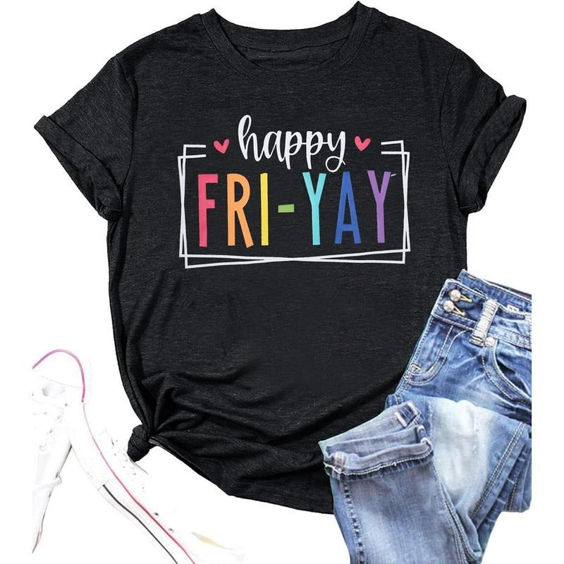 Happy Friday Teacher Shirt Women Happy Friyay T Shirt for Teachers Funny Friday Weekend Holiday Vacation Tee Tops Hoodie,...
