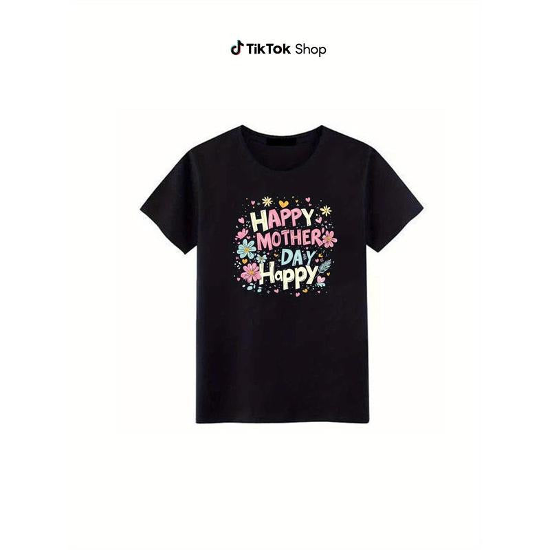 Happy Mother'S Day Floral Print Women'S Short Sleeve TShirt. Soft Cotton. 180g.  The best gift for family and friends...