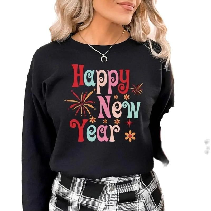 Happy New Year Sweatshirt, Cheers To The New Year Sweatshirt For Women T-Shirts, Hoodie | UrbanDripWear.com