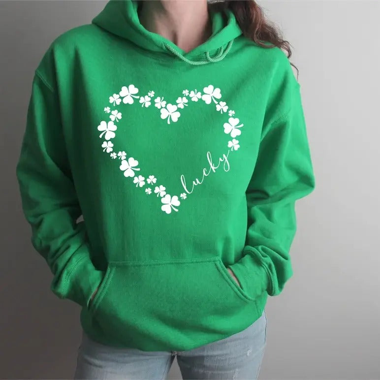 Happy Patrick's Day Shamrock Heart Sweatshirt, Hoodie, T-Shirt | UrbanDripWear.com