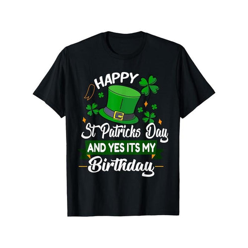 "Happy St Patrick's Day & Birthday Graphic T-Shirt for Men & Women - 100% Cotton, Comfortable Round Neck, Short Sleeve,...
