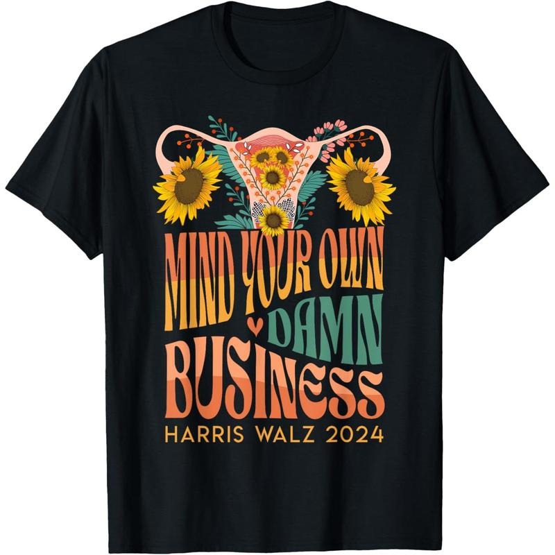 Harris Waltz 2024 Mind Your Own Damn Business Uterus Floral T-Shirt made in usa Hoodie, Sweatshirt | UrbanDripWear.com