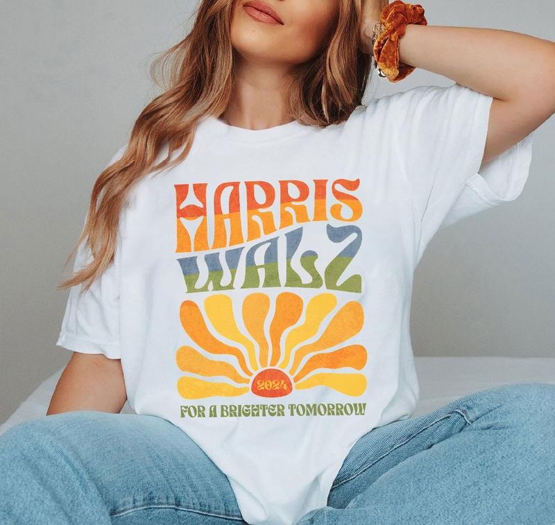 Harris Walz 2024 For A Brighter Tomorrow Shirt, Harris Walz Flower Shirt, Debate America, Kamala Harris Shirt, Democrat...