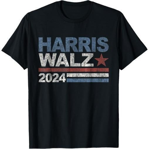 Harris Walz 2024 President Election Vintage Retro Stripe T-Shirt made in usa Hoodie, Sweatshirt | UrbanDripWear.com