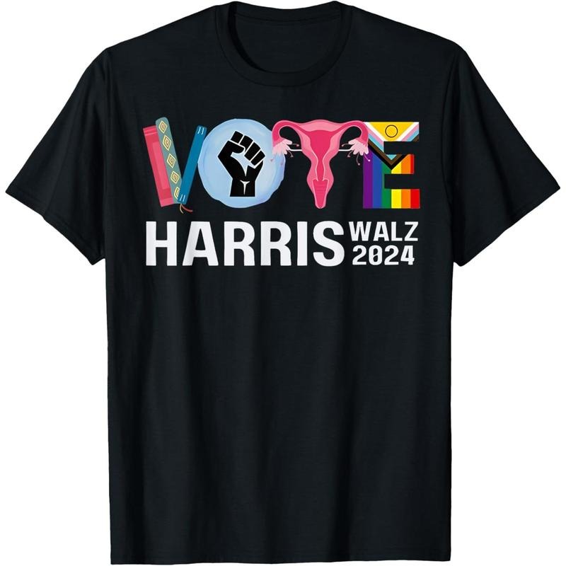Harris Walz 24 Vote Books Reproductive Rights LGBT Election T-Shirt made in usa Hoodie, Sweatshirt | UrbanDripWear.com