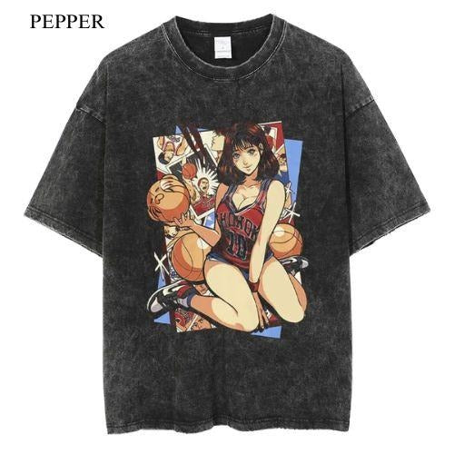 Haruko Akagi Vintage Oversized Anime Manga Unisex T-Shirt , Anime Manga T-Shirt, Gift For Him Hoodie, Sweatshirt