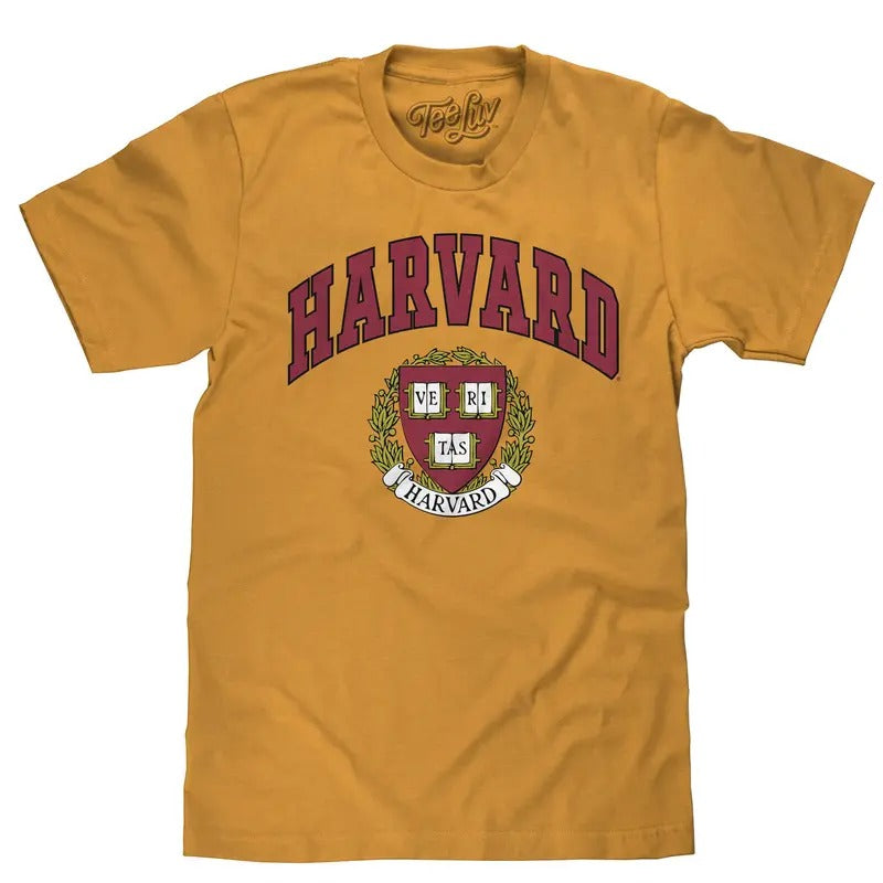 Harvard Veritas Shield College T-Shirt - Mustard Yellow Hoodie, Sweatshirt | UrbanDripWear.com