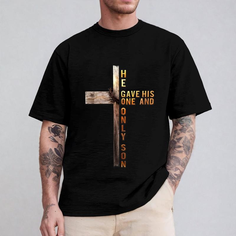 He Gave His One and Only Son Tee Pure Cotton Casual Style Crew Neck Short Sleeve T-Shirt Tops Trendy for Unisex Hoodie,...
