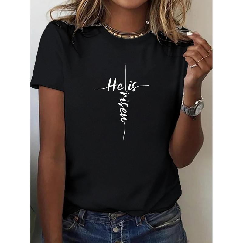 He Is Risen Easter Christian Graphic T-Shirt, Short Sleeve Crew Neck 100% Lightweight Tee, Perfect for Easter...