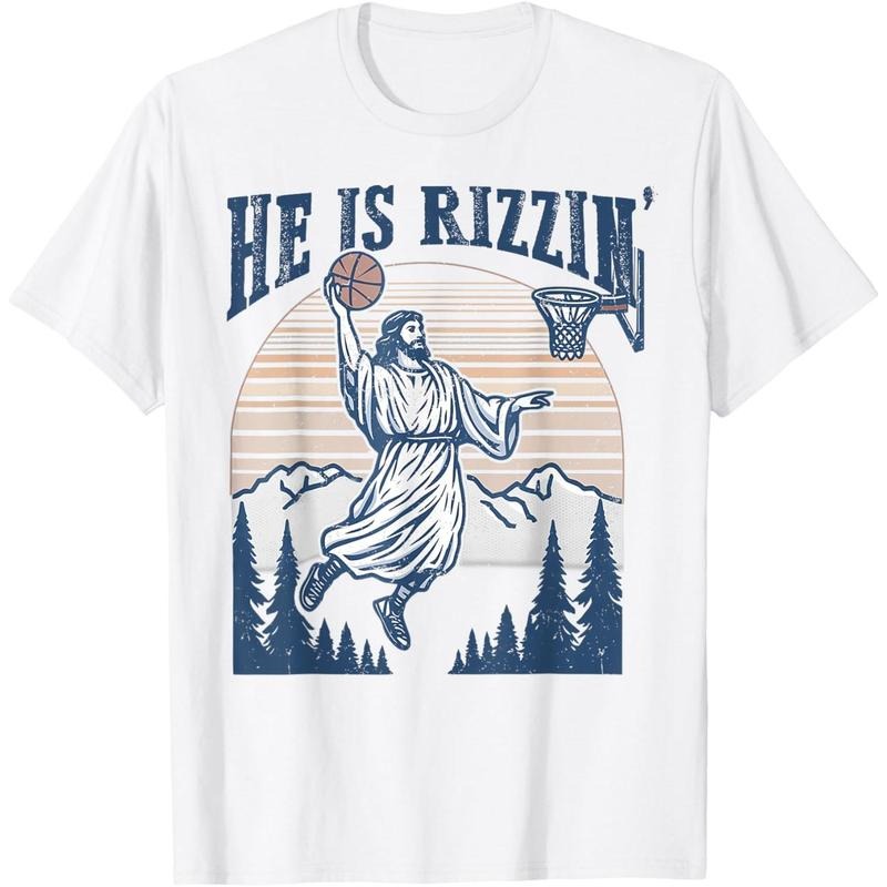 He Is Risen Rizzin' Easter Jesus Christian Faith Basketball T-Shirt Hoodie, Sweatshirt | UrbanDripWear.com