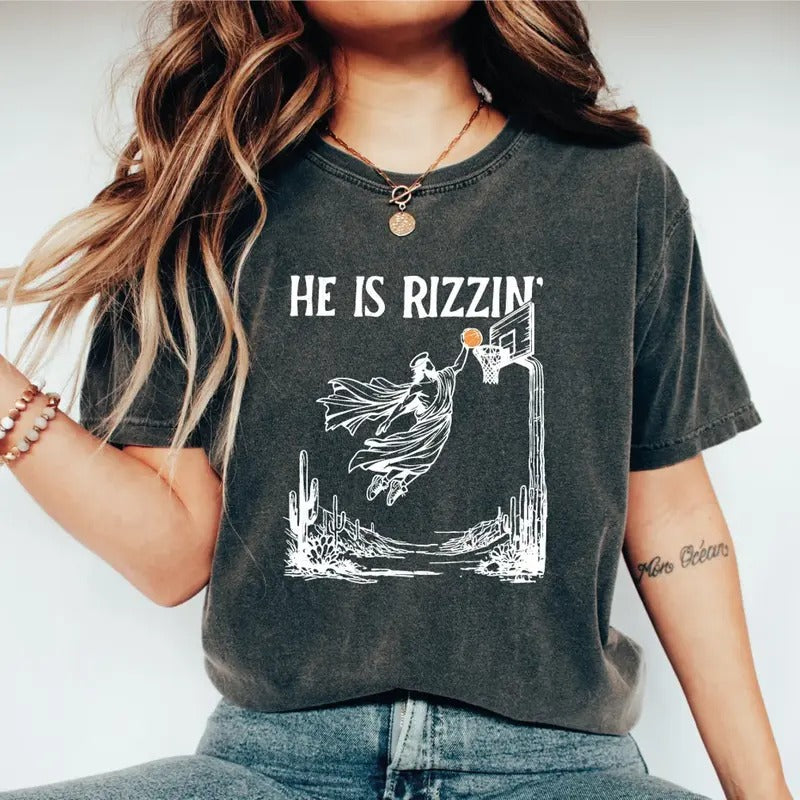 He Is Rizzin' T-Shirt, Funny He Is Rizzen  Easter Shirt, He Is Rizzin Jesus Shirt, Christian Easter Shirt, Easter Day...