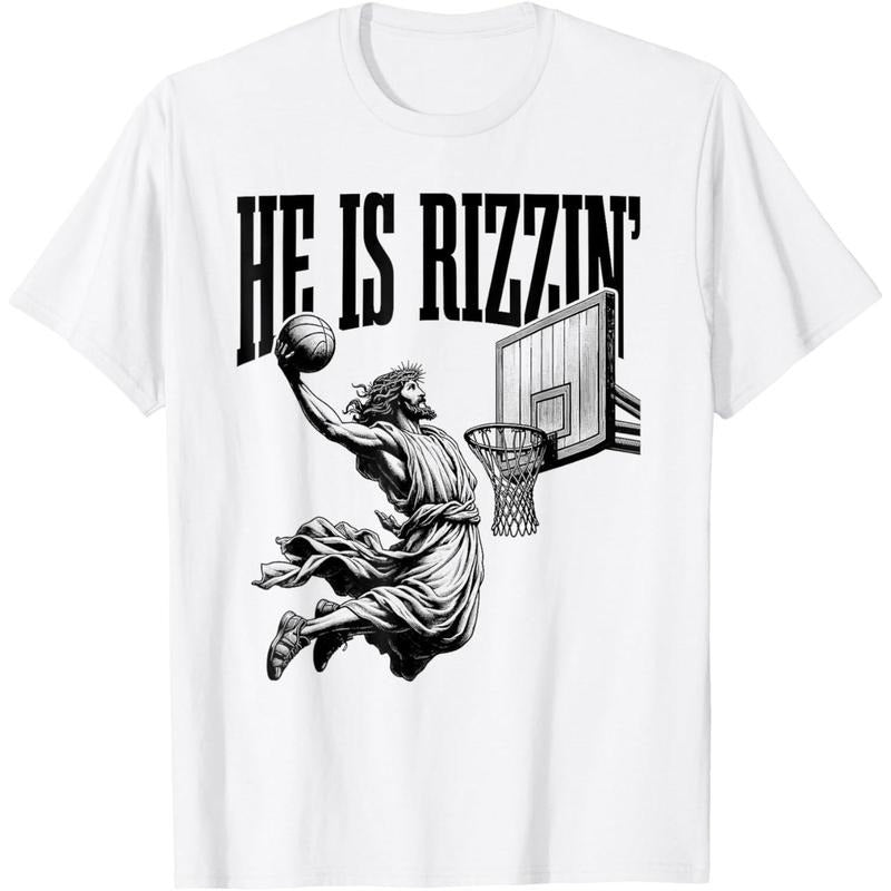 He Is Rizzin Shirt Basketball Jesus Retro Easter Christian T-Shirt Hoodie, Sweatshirt | UrbanDripWear.com
