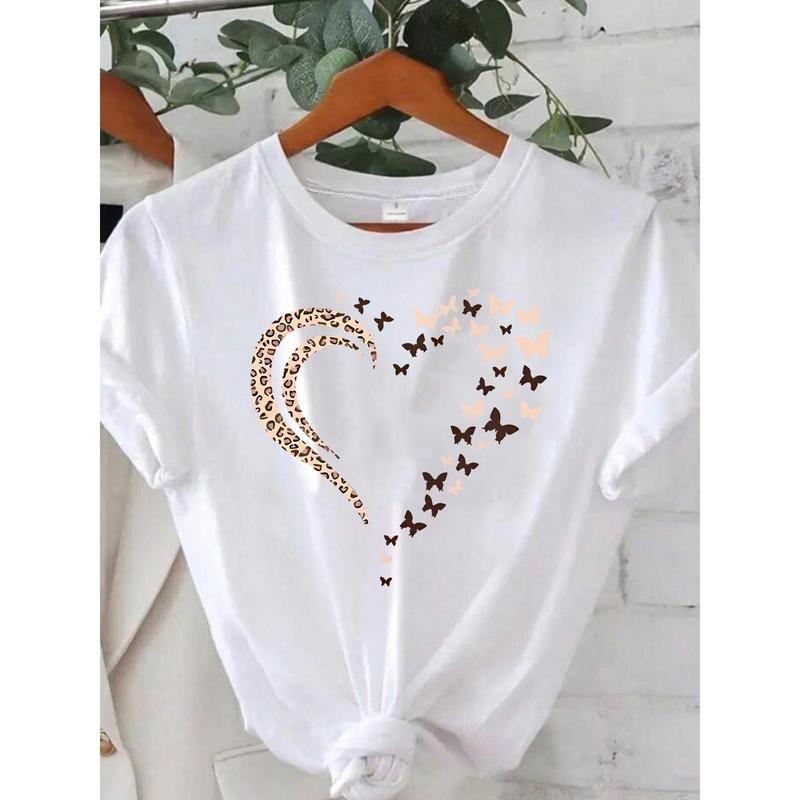 Heart - Shaped T - Shirt with Leopard Print Curve and Butterfly Flock Design style 02 Hoodie, Sweatshirt | UrbanDripWear.com