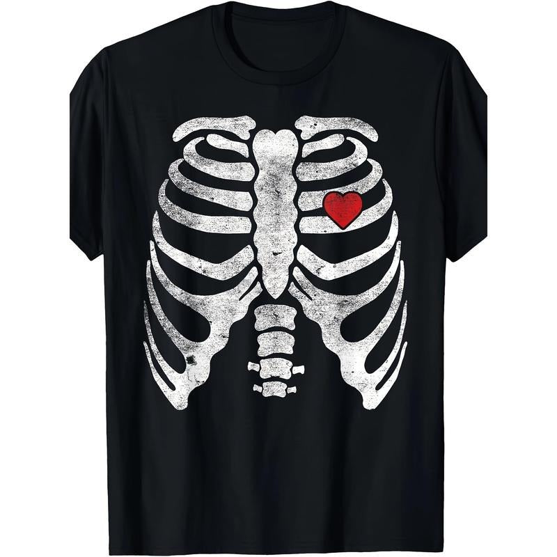 Heart Rib Cage  Adult Funny Halloween Skeleton T-Shirt made in usa Hoodie, Sweatshirt | UrbanDripWear.com