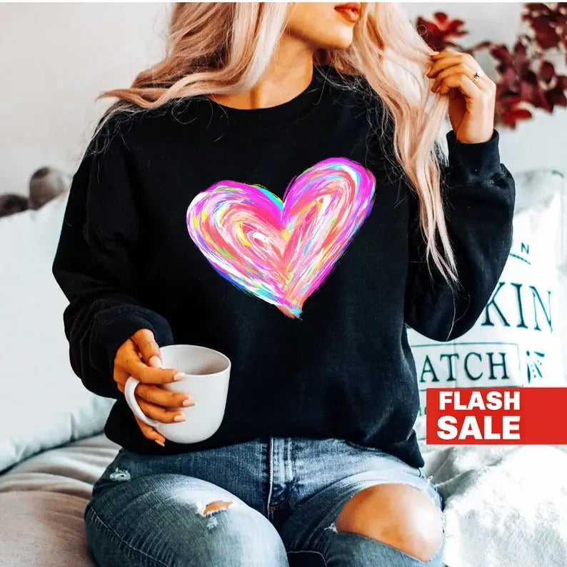 Heart Sweatshirt, Retro Valentines Sweatshirt, Hoodie, T-Shirt | UrbanDripWear.com