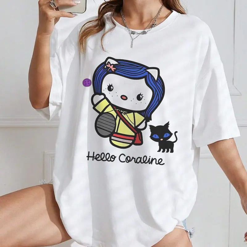 Hello Coraline T-Shirt, Spooky Sweatshirt, Hello Halloween Hoodie | UrbanDripWear.com
