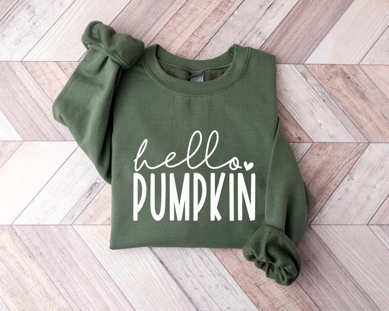 Hello Pumpkin Sweatshirt, Fall Halloween Thanksgiving Sweater, Pumpkin Crewneck, Cute Fall Shirt, Fall Pumpkin Season...