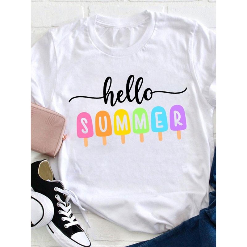Hello Summer Popsicle Teacher T Shirt, Loose, Women'S Casual Round Neck T-Shirt Hoodie, Sweatshirt | UrbanDripWear.com