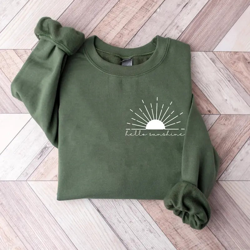 Hello Sunshine Sweatshirt, Beachy Crewneck, Trendy Summer Sweater, Tropical Crewneck, Cute Summer Outfit, Vacation Gifts...