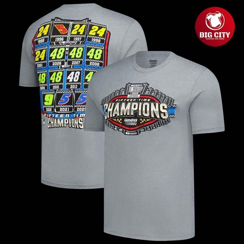 Hendrick Motorsports Classic Ink Heather Gray 15x Champions Tri-Blend Two Sided Shirt