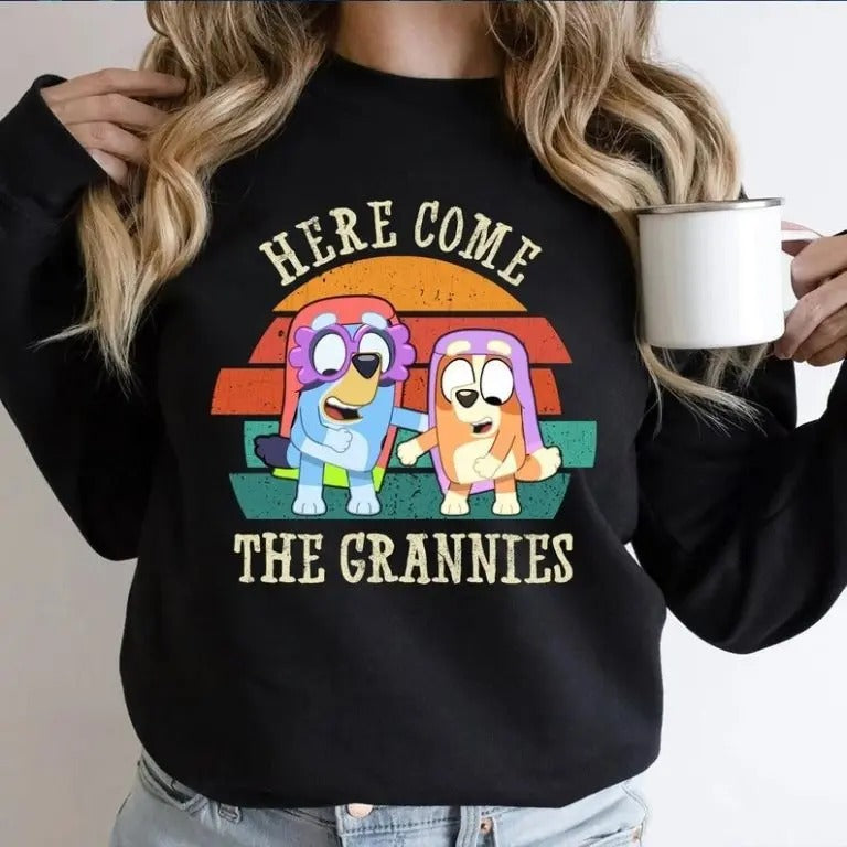 Here Come The Grannies Bluey Dad Shirt Hoodie, Sweatshirt | UrbanDripWear.com